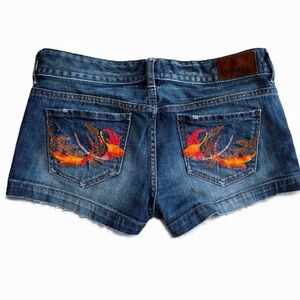 💋Express Embroidered Denim Ultra Low Sexy Shorts